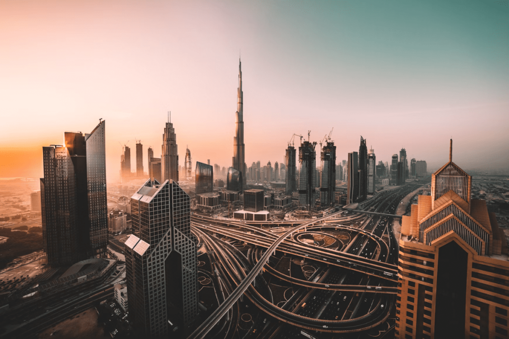 Vue sur le Burj Khalifa depuis le ciel